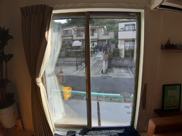 室内からミラーフィルム